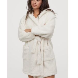 💆🏼‍♀️🧖🏼‍♀️Faux Shearling Dressing Gown Bathrobe - Cream 🛍️😴